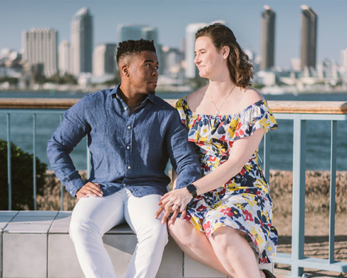 engagements portfolio san diego skyline coronado island interracial couple